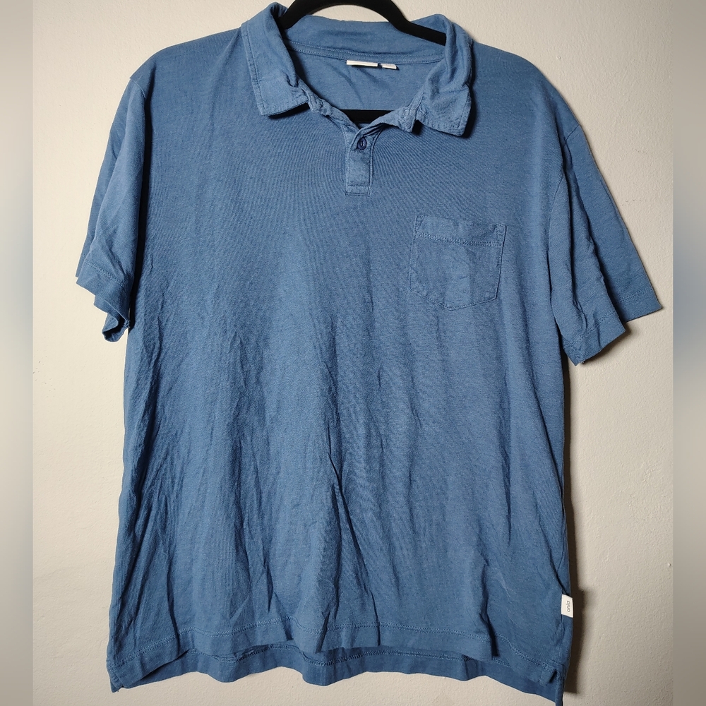 Onia Slate Blue Polo Shirt Size Large